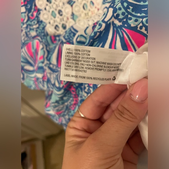 LILLY PULITZER x Target Shift DRESS 2 Blue Multicolored Lace Trim Sleeveless - Picture 5 of 5